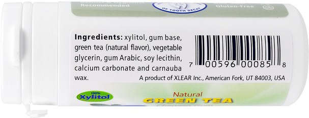 洗澡，美容，口腔牙齒護理，木糖醇口香糖 - Xlear, Spry Natural Chewing Gum, Green Tea, 30 Count (32.5 g)