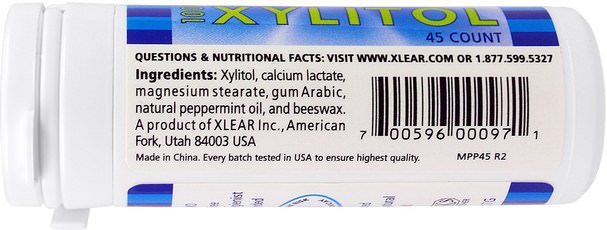 洗澡，美容，口腔牙齒護理，木糖醇口香糖 - Xlear, Spry Power Peppermints, 45 Count, 25 g