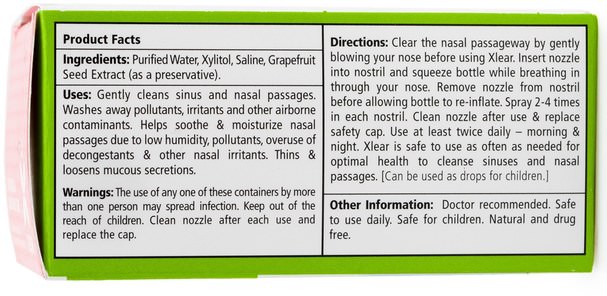沐浴，美容，口腔牙齒護理，木糖醇口腔護理，健康，鼻腔健康，鼻腔噴霧劑 - Xlear, Xylitol, Natural Saline Nasal Spray, 3 Bottles.75 fl oz (22 ml) Each