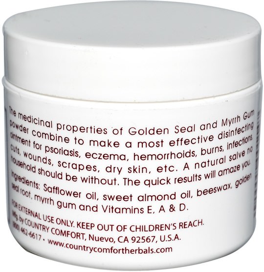 洗澡，美容，牛皮癬和濕疹，牛皮癬，健康，傷害燒傷 - Country Comfort, Herbal Savvy, Golden Seal-Myrrh, 2 oz (57 g)