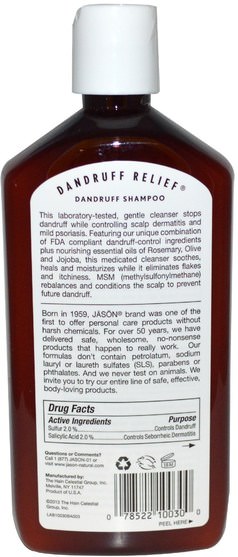 沐浴，美容，牛皮癬和濕疹，洗髮水 - Jason Natural, Treatment Shampoo, Dandruff Relief, 12 fl oz (355 ml)