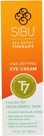 沐浴，美容，沙棘美容，眼霜 - Sibu Beauty, Sea Berry Therapy, Age Defying Eye Cream, Sea Buckthorn Oil, T7, 0.5 fl oz (15 ml)