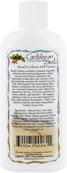 洗澡，美容，自曬黑乳液 - Caribbean Solutions, Beach Colours, Natural Self Tanner, 6 oz