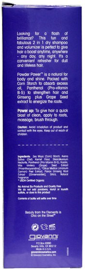 洗澡，美容，洗髮水，乾洗發水 - Giovanni, Eco Chic Hair Care, Powder Power Dry Shampoo, 1.7 oz (50 g)