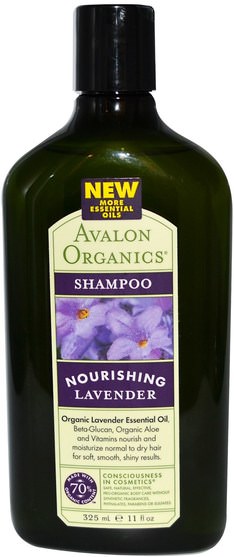 洗澡，美容，洗髮水，頭髮，頭皮，護髮素 - Avalon Organics, Shampoo, Nourishing, Lavender, 11 fl oz (325 ml)