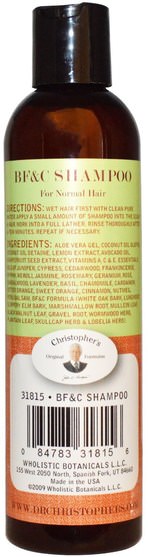 洗澡，美容，洗髮水，頭髮，頭皮，護髮素 - Christophers Original Formulas, BF & C Shampoo, 8 fl oz (236 ml)