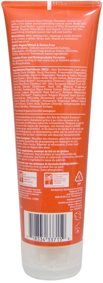 洗澡，美容，洗髮水，頭髮，頭皮，護髮素 - Desert Essence, Island Mango Shampoo, Enriching, 8 fl oz (237 ml)