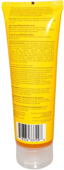 洗澡，美容，洗髮水，頭髮，頭皮，護髮素 - Desert Essence, Organics, Shampoo, Lemon Tea Tree, 8 fl oz (237 ml)
