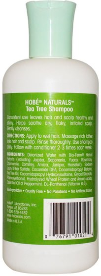 洗澡，美容，洗髮水，頭髮，頭皮，護髮素 - Hobe Labs, Shampoo, Tea Tree, 10 fl oz (296 ml)