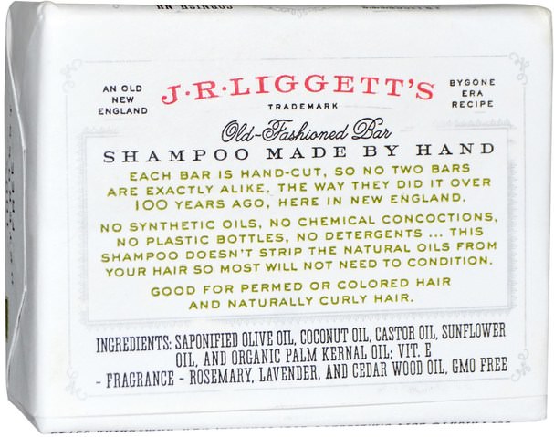 洗澡，美容，洗髮水，頭髮，頭皮，護髮素 - J.R. Liggetts, Old-Fashioned Bar Shampoo, Herbal Formula, 3.5 oz (99 g)