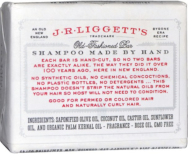 洗澡，美容，洗髮水，頭髮，頭皮，護髮素 - J.R. Liggetts, Old-Fashioned Bar Shampoo, Original Formula, 3.5 oz (99 g)