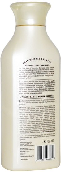 洗澡，美容，洗髮水，頭髮，頭皮，護髮素 - Jason Natural, Pure Natural Shampoo, Volumizing Lavender, 16 fl oz (473 ml)
