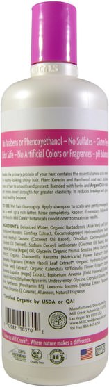 洗澡，美容，洗髮水，頭髮，頭皮，護髮素 - Mill Creek, Keratin Shampoo, Repair Formula, 16 fl oz (473 ml)
