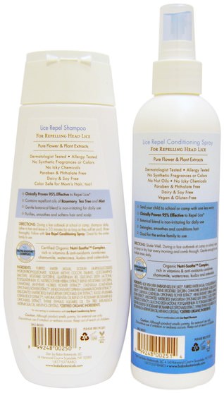 洗澡，美容，洗髮水，兒童洗髮水，護髮素，兒童護髮素 - Babo Botanicals, Lice Prevention Essentials Gift Set, 2 Pieces Plus Nit