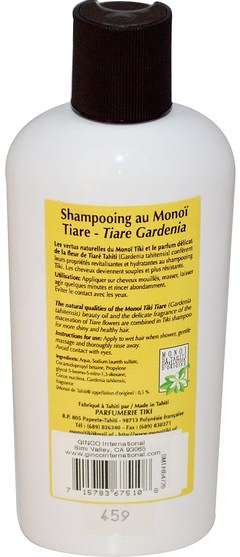 洗澡，美容，洗髮水 - Monoi Tiare Tahiti, Parfumerie Tiki, Monoi Shampoo, Tiare (Gardenia), 8.45 fl oz (250 ml)
