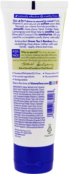洗澡，美容，剃須，身體護理 - Kiss My Face, Moisture Shave, Green Tea & Bamboo, 3.4 fl oz (100 ml)