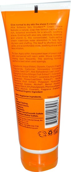洗澡，美容，剃須膏 - Alba Botanica, Natural Very Emollient, Cream Shave, Mango Vanilla, 8 oz (227 g)