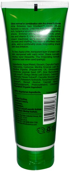 洗澡，美容，剃須膏 - Alba Botanica, Natural Very Emollient, Cream Shave, Aloe Mint, 8 oz (227 g)