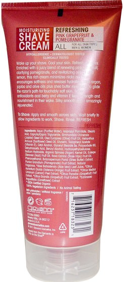 洗澡，美容，剃須膏，摩洛哥堅果 - Giovanni, Moisturizing Shave Cream, Refreshing, Pink Grapefruit & Pomegranate, 7 fl oz (207 ml)