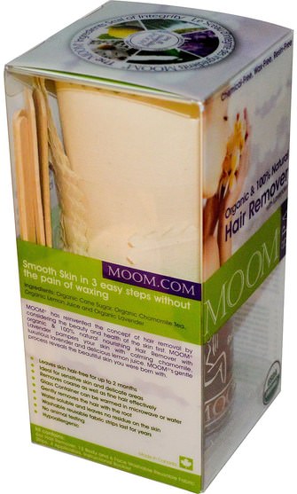洗澡，美容，剃須，蠟條脫毛 - Moom, Organic Hair Remover Kit, With Lavender, Spa, 6 oz (170 g)