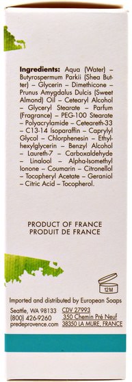 洗澡，美容，乳木果油，護手霜 - European Soaps, Pre de Provence, Shea Butter Hand Cream, Original, 2.5 fl oz (75 ml)