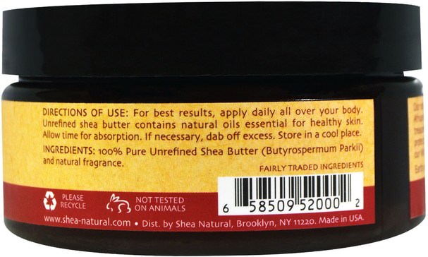 洗澡，美容，乳木果油 - Shea Natural, 100% Whipped Shea Butter, Midnight Pomegranate, 6.3 oz (178 g)