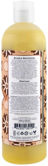 洗澡，美容，乳木果油，沐浴露 - Nubian Heritage, Body Wash, Raw Shea Butter, 13 fl oz (384 ml)