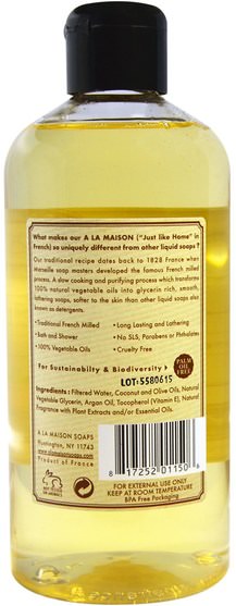 洗澡，美容，沐浴露 - A La Maison de Provence, Bath & Shower Liquid Soap, Sweet Almond, 16.9 fl oz (500 ml)