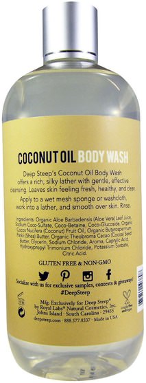 洗澡，美容，沐浴露 - Deep Steep, Coconut Oil Body Wash, Vanilla Coconut, 17 fl oz (502 ml)