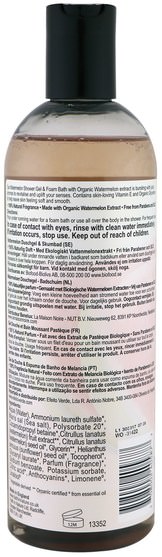 洗澡，美容，沐浴露 - Faith in Nature, Shower Gel & Foam Bath, Watermelon, 13.5 fl oz (400 ml)