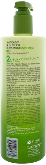 洗澡，美容，沐浴露 - Giovanni, 2Chic, Ultra-Moist Body Wash, Avocado & Olive Oil, 24 fl oz (710 ml)