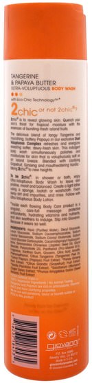 洗澡，美容，沐浴露 - Giovanni, 2Chic, Ultra-Voluptuous Body Wash, for All Skin Types, Tangerine & Papaya Butter, 10.5 fl oz (310 ml)