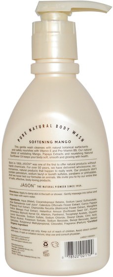 洗澡，美容，沐浴露 - Jason Natural, Body Wash, Softening Mango, 30 fl oz (887 ml)