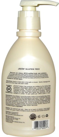 洗澡，美容，沐浴露 - Jason Natural, Gluten Free Body Wash, Fragrance Free, 30 fl oz (887 ml)