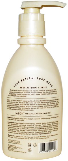 洗澡，美容，沐浴露 - Jason Natural, Pure Natural Body Wash, Revitalizing Citrus, 30 fl oz (887 ml)