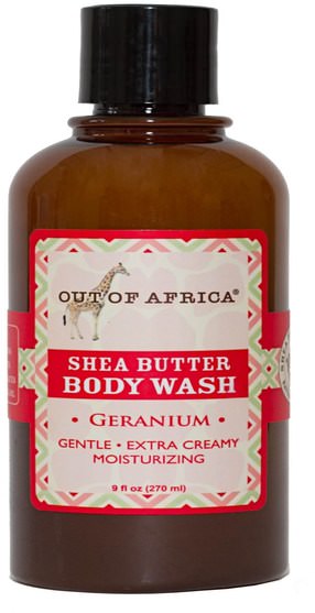 洗澡，美容，沐浴露 - Out of Africa, Shea Butter Body Wash, Geranium, 9 fl oz (270 ml)