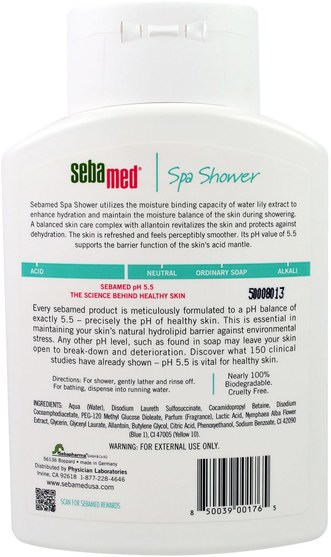 洗澡，美容，沐浴露 - Sebamed USA, Spa Shower, 6.8 fl oz (200 ml)