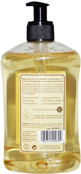 洗澡，美容，肥皂 - A La Maison de Provence, Hand & Body Liquid Soap, White Tea, 16.9 fl oz (500 ml)