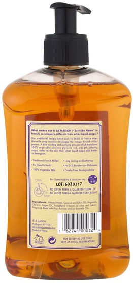 洗澡，美容，肥皂 - A La Maison de Provence, Hand & Body Soap, Lavender Aloe, 16.9 fl oz (500 ml)