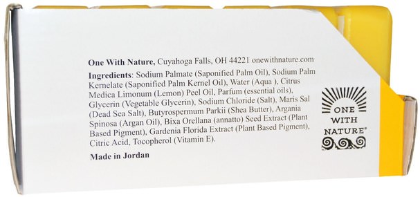 洗澡，美容，肥皂，摩洛哥堅果浴 - One with Nature, Dead Sea Mineral Soap, Lemon Verbena, 6 Bars, 4 oz Each