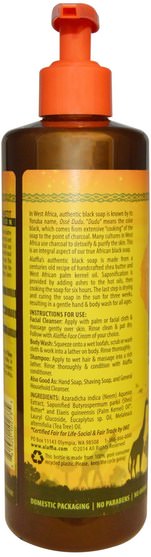 洗澡，美容，肥皂，黑色肥皂，頭髮，頭皮，洗髮水，護髮素 - Alaffia, Authentic African Black Soap, Eucalyptus Tea Tree, 16 fl oz (475 ml)
