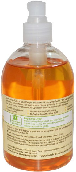 洗澡，美容，肥皂 - Clearly Natural, Essentials, Glycerine Hand Soap, Lemon, 12 fl oz (354 ml)