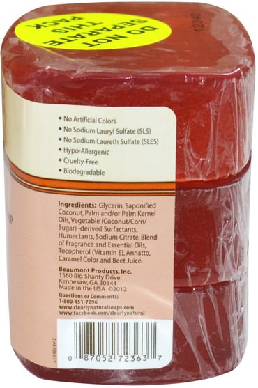 洗澡，美容，肥皂 - Clearly Natural, Essentials, Pure and Natural Glycerine Soap, Vitamin E, 3 Bar Pack, 4 oz Each