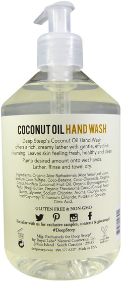 洗澡，美容，肥皂 - Deep Steep, Coconut Oil Hand Wash, Pure Coconut, 17.6 fl oz (520 ml)