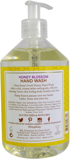 洗澡，美容，肥皂 - Deep Steep, Fresh Honey, Honey Hand Wash, Honey Blossom, 17.6 fl oz (520 ml)