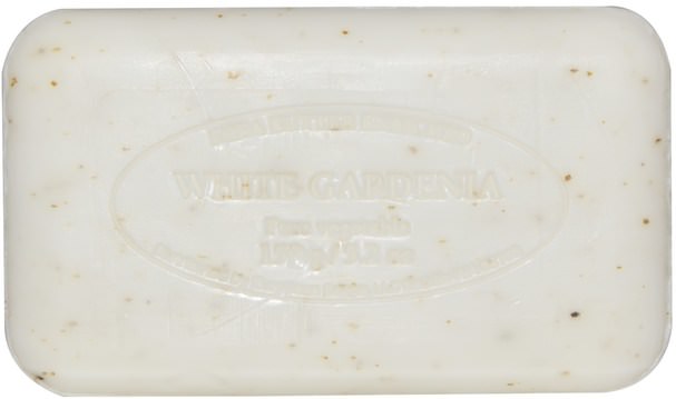 洗澡，美容，肥皂 - European Soaps, Pre de Provence, Bar Soap, White Gardenia, 5.2 oz (150 g)
