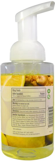 洗澡，美容，肥皂，泡沫肥皂 - Clean Well, Natural Antibacterial Foaming Soap, Ginger Bergamot, 9.5 fl oz (280 ml)