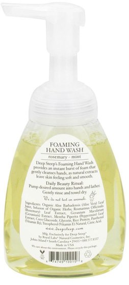 洗澡，美容，肥皂，泡沫肥皂 - Deep Steep, Foaming Hand Wash, Rosemary - Mint, 8 fl oz (237ml)