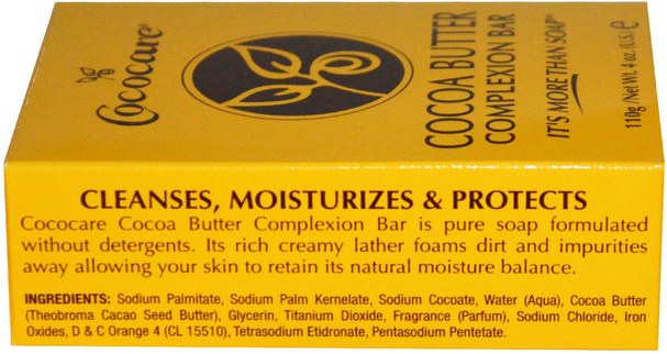 洗澡，美容，肥皂，健康，皮膚，可可脂 - Cococare, Cocoa Butter Complexion Bar, 4 oz (110 g)
