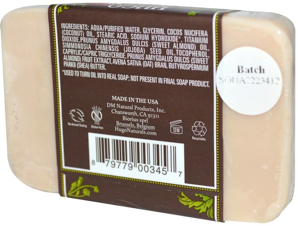 洗澡，美容，肥皂 - Hugo Naturals, Handcrafted Soap, Shea Butter & Oatmeal, 4 oz (113 g)